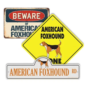 Letrero de calle de plástico American Foxhound (paquete de 3) advertencia de cruce vintage rústico - Imagen 1 de 12