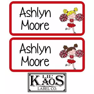 42 Personalized Waterproof Cheerleader Name Labels Sticker Kids School Shoe Book - Picture 1 of 3