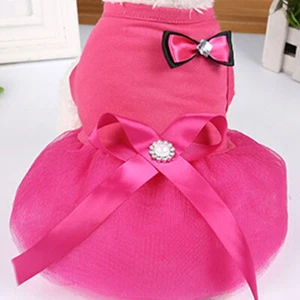 Vestido de Fiesta Rosa Encaje Lazo Para Mascota Cachorro Perro Pequeño Gato с - Imagen 1 de 11