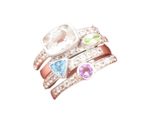 925 Sterling Silver Vintage Ring Multi Color Topaz Stackable  Sz 7  RG29834 - Picture 1 of 23