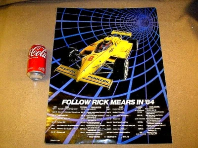 VINTAGE 1984 FOLLOW RICK MEARS IN '84 RACING POSTER 22-1/2'' X 17'' - Image 1 of 4