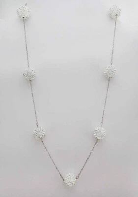 BOLA DE SAFIRA BRANCA CRIADA EM LABORATÓRIO - COLAR DE CORRENTE PRATA 0,925 - Novo com etiqueta - Imagem 1 de 3