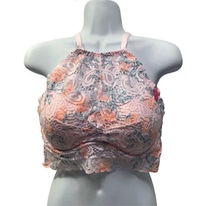 NWT Victoria's Secret PINK Padded Halter Push-Up Bra Floral Pink Size M - Picture 1 of 10