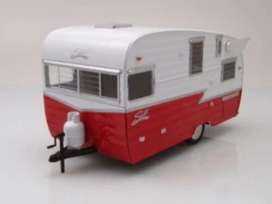 Remolque residencial Shasta Airflyte 1961 rojo blanco modelo coche 1:24 Greenlight - Imagen 1 de 8