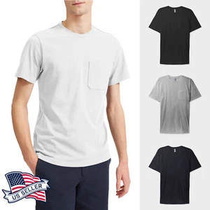 Herren Baumwolle T-Shirts Tasche Tee Arbeitskleidung leicht Rundhals Kurzarm - Bild 1 von 11