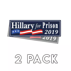 Adesivo Anti Hillary - Hillary For Prison Blue Bumper 2019 decalcomania confezione da 2 - Foto 1 di 2