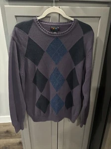 Alexander Julian Colours Sweater Men’s Size S Purple Blue Argyle Mens Small - Picture 1 of 6