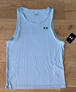 NWT Men’s Size Medium Under Armour Lt. Blue Velocity Tank Top Shirt 1383408 $25 - Picture 1 of 5