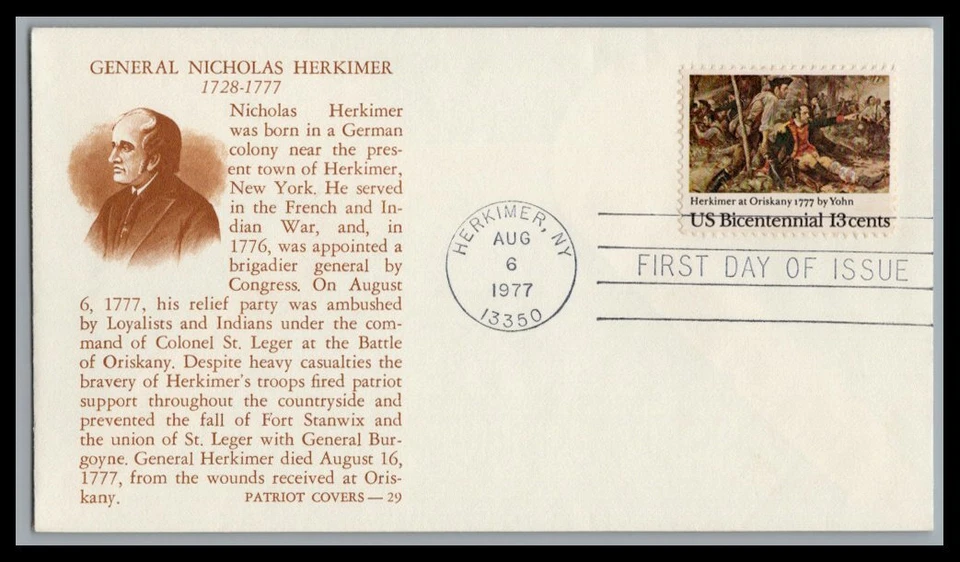 US FDC # 1722 13c Ambush at Oriskany Patriot  Pionionasssed 1977, 0a360 - Image 1 of 1