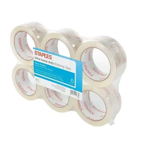 Staples Ultra Heavy Duty Shipping Tape 1.88-Inch X 54.6 Yards Clear 6 Rolls - Picture 1 of 2