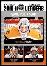 2011-12 O-PEE-CHEE LEAGUE LEADERS TIM THOMAS/PEKKA RINNE/ROBERTO LUONGO BOSTON