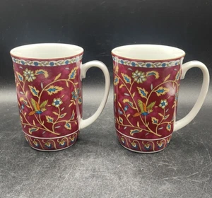 Takahashi Silk Road Hand Decorated Set of 2 Coffee/Tea Cups 1983 San Francisco - Picture 1 of 13