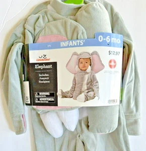 Elephant Baby Halloween Costume Infant size 0-6 mo 2pc Jumpsuit & Headpiece NEW - Picture 1 of 7