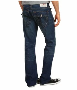 NEW TRUE RELIGION JEANS Mens Ricky Stretch Straight Lowrise Medium Blue 40 x 34 - Picture 1 of 10