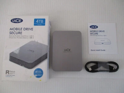 LaCie Mobile Drive Secure 4TB USB-C tragbare Externe Festplatte Grau STLR4000400 - Bild 1 von 4