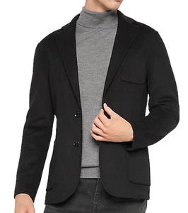 NEW EXPRESS SLIM SOLID BLACK WOOL BLEND HAND FINISHED BLAZER JACKET SZ SMALL - Picture 1 of 11