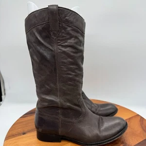 Frye Melissa Tall Riding Boots Women 7 B Smoke Gray Leather Pull On Western - Picture 1 of 14