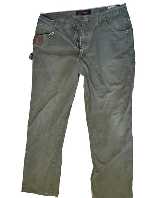 VTG Wrangler Riggs Workwear Carpenter Pants Mens 40x34 Green Ripstop Straight - Image 1 of 4