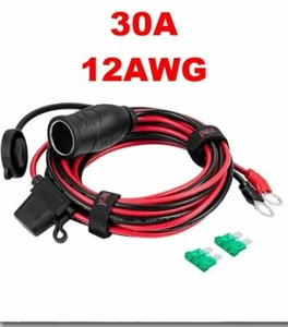 Cable de extensión de potencia Marine 12V 30A 12AWG 6 pies con ojales y tapa meteorológica - Imagen 1 de 5