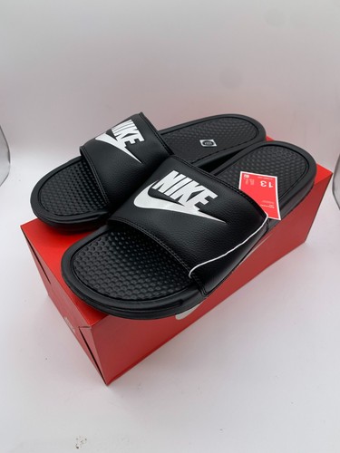 Nike Benassi JDI Sandali Slides Uomo Nero Bianco (343880 090) Spedizione Rapida