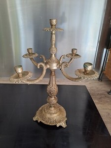 Lot De 2 Chandeliers Anciens En Bronze Ou Laiton – Bougeoirs Pour Décoration
