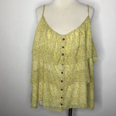 Blusa para mujer Apostrophe floral con tiras de espagueti blusa amarilla talla grande 24-26W  Foto 1 de 4