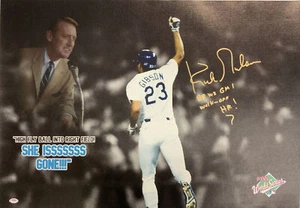 KIRK GIBSON DODGERS SIGNED 22X32 CANVAS "88 WS GM 1 WALK OFF HR" INS PSA AI33530 - Picture 1 of 6