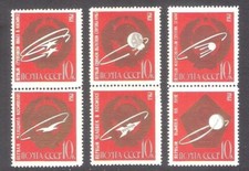 First in Space Sputnik, Man and Woman in Space USSR 1963 MNH 6 stamps  Mi 2852-7