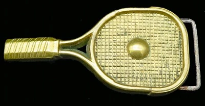 Raquete de raquete bola barão fivelas latão vintage fivela de cinto - Imagem 1 de 4