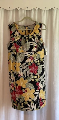 Erika Vestidos Para Mujer 14 Mezcla de Algodón Vestido Sin Mangas Negro Cosmo Cambio Floral Foto 1 de 4