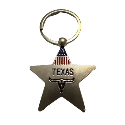 代表德州! 星形金属钥匙扣男式女式纪念品银色包小饰品 — 第 1/4 张图片