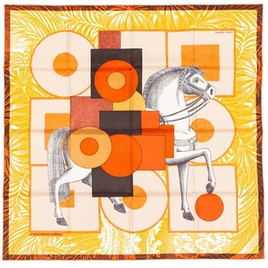 Autore Sciarpa Hermes Cavalier En Formes - Brique arancione cammello - nuova etichetta negozio - Foto 1 di 16