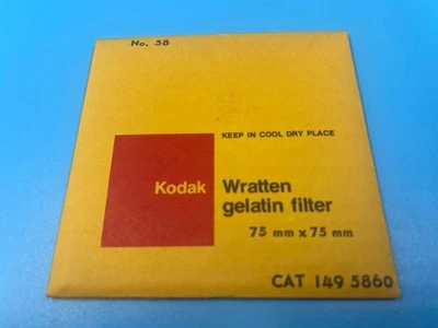 Kodak Wratten Gelatin Filter No. 58 3X3" 75X75 mm - Sealed CAT 149 5860 - Image 1 of 2