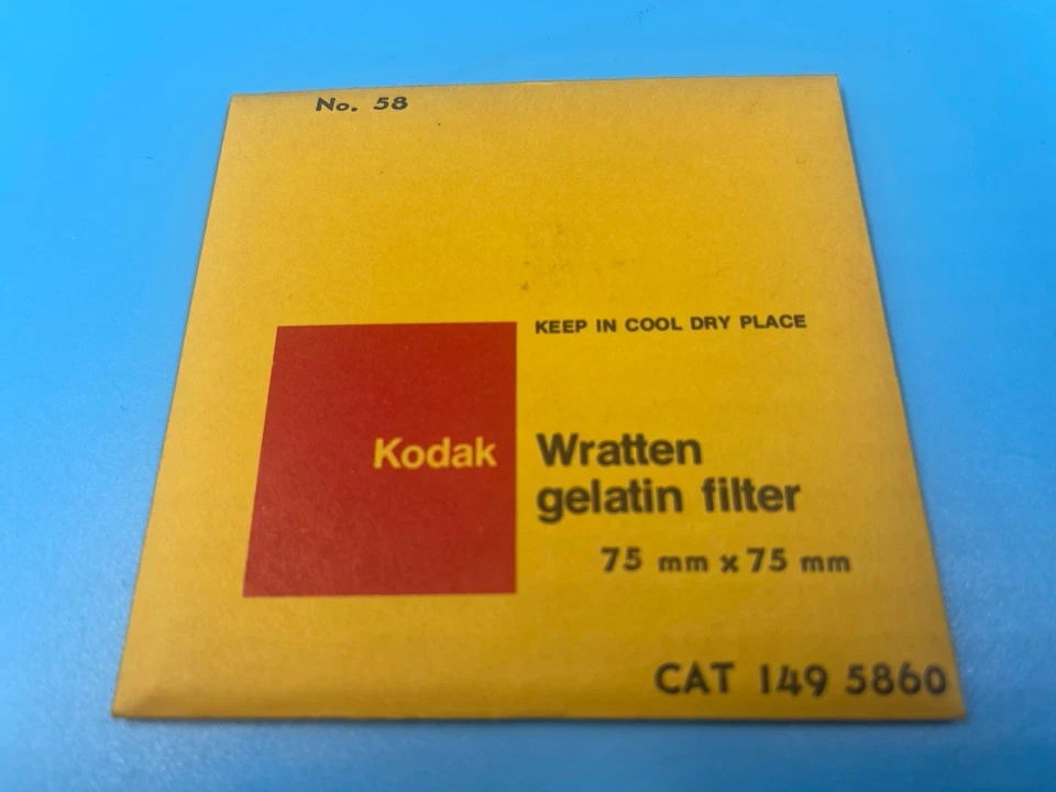 Kodak Wratten Gelatin Filter No. 58 3X3" 75X75 mm - Sealed CAT 149 5860 - Image 1 of 2