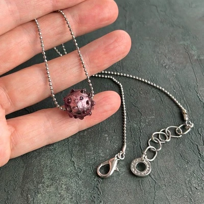 ANTICA MURRINA Purple Dichroic Artisan Glass Ball Sphere Pendant Necklace Signed - Image 1 of 4