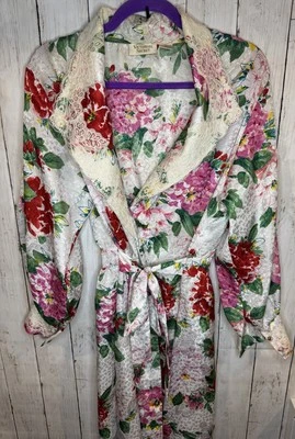 Vintage Victorias Secret Gold Label Floral Nylon and Lace Robe Petite Small - Image 1 of 4