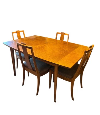 Broyhill Forward Rectangle Walnut Dining Set Mid Century Modern Table 4 Chairs - Image 1 of 4