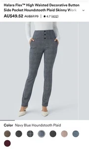 NWT Halara Houndstooth Stretch Pants High Waisted Pockets Straight Leg M 12-14 - Picture 1 of 5