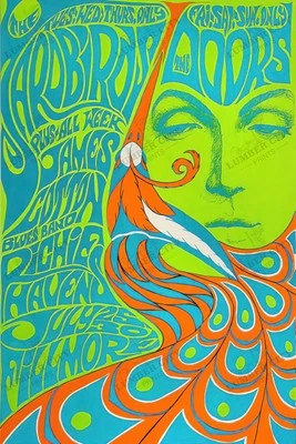 Yardbirds Doors Richie Havens James Cotton Fillmore 1967 Wall Art Print Retro