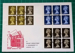1968 MACHIN SCOTT BOOKLET 4D/1D 4D 5D PANES PHLART FDC CANTERBURY CDS - Picture 1 of 5
