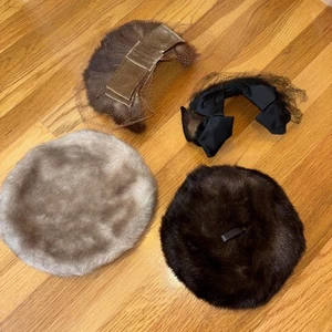 Lot of 4 Ladies Brown Beige Vintage Fur Hats - Picture 1 of 17