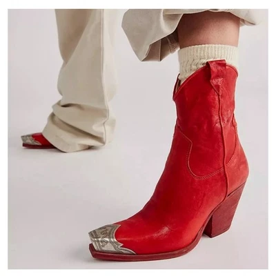 Free People Mujer Brayden Rojo Vaquero Western Botas Talla 39/9 US  Foto 1 de 4