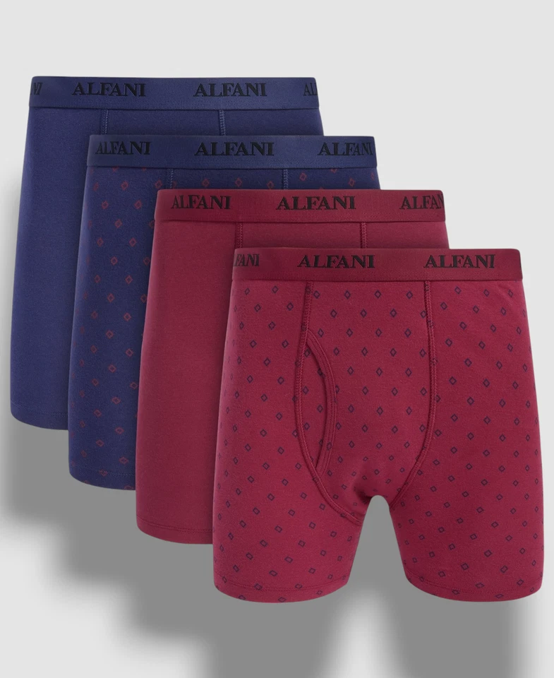 Ropa interior Alfani para hombre rojo azul algodón logotipo calzoncillos boxer paquete de 4 talla XXL Foto 1 de 1