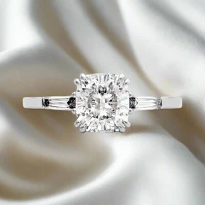 Anillo de compromiso moissanita corte cojín 1,5 quilates, plata de ley 925 - Imagen 1 de 3