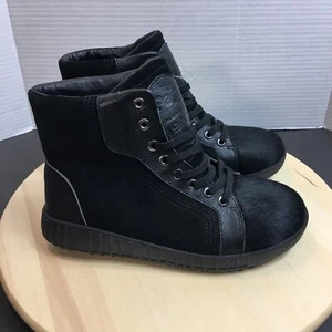 Pajar Cañada Women's Black Leather Fur Lace Up Ankle Boots Size (7-7.5) - Picture 1 of 10