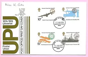 POSTAMT 1974 FDC - UPU - POST UNION HUNDERTJÄHRIGES JAHR - Fdi KINGSTON upon THAMES - Bild 1 von 2