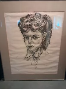 Vintage Charles Melohs ritratto di Elena firmato incorniciato - Foto 1 di 5