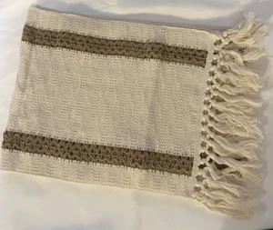 Boho Macrame Table Runner, Cream Beige Boho Table Runner, Hand Woven Cotton - Picture 1 of 2