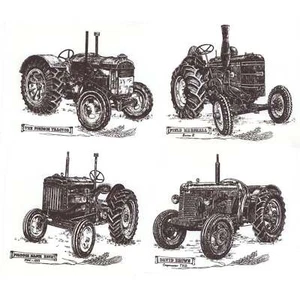 Set of 4 Vintage Tractors Overglaze Ceramic Decals - Picture 1 of 1