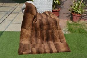 Genuine Real Sheared Beaver Fur Blanket Throw Size 51" x 38" Rug - 4610